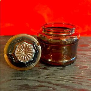 Vintage Apothecary Jar Dark Brown Amber Glass Seal Lid Canister
